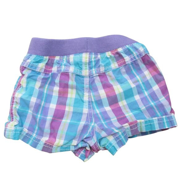 Jumping‎ Beans Pull On Shorts Toddler Girls Size 18M Purple Blue Check Elastic - Picture 3 of 3